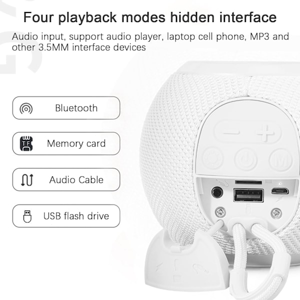 Portabel Trådlös Högtalare, Trådlös Mini Subwoofer Hög Ljudkvalitet Liten Audio TWS, för Utomhusresor Hem Sovsal Fest Vit