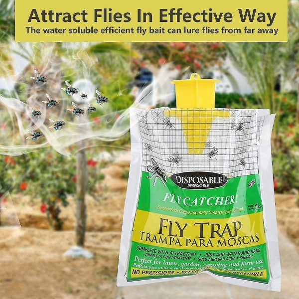 5-pak udendørs fluefælder Effektive engangsfluefælder med agn hængende fluefangerdræber til udendørs ranch