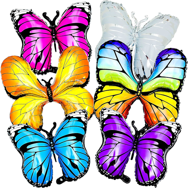 6 st Fjärilsballonger Fjärilsfödelsedagsfesttillbehör Dekoration Fairy Butterfly Folie Mylar Ballonger Fjärilsdekorationer För Fairy, Baby Shower,