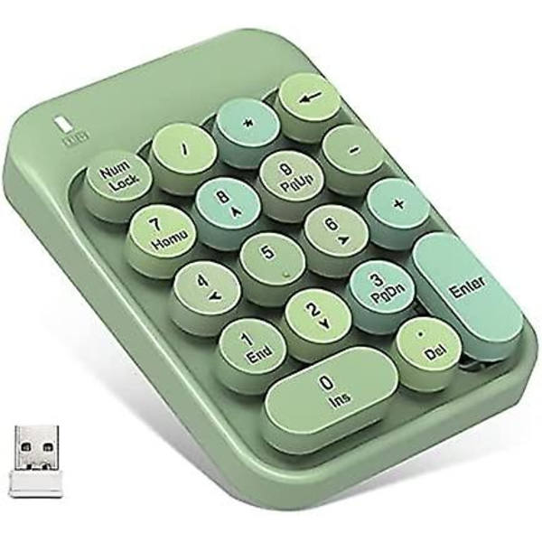 Alkem Trådlöst Nummerblock 2.4ghz Trådlöst Numeriskt Tangentbord Retro Stil Runda Tangentknappar Numpad 18 Tangenter Bärbart Nummertangentbord Med Usb-mottagare För Laptop