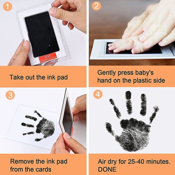 Baby Handprint And Footprint Kit, 4 Baby Handprint Bläckkuddar med Clean-touch