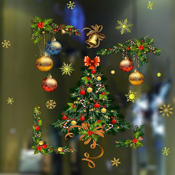1 sett med julevindu- og veggklistremerker, juletrær, kunstklistremerker, hjem, butikk, festivalpynt