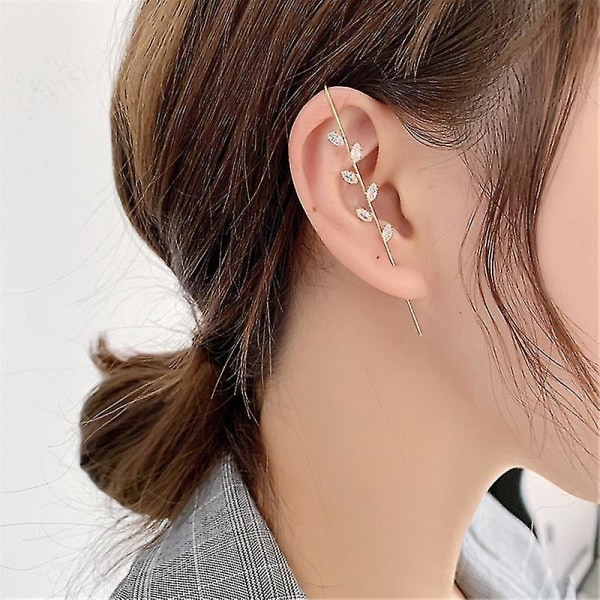 1 st nya örhängen nål omslag larvkrok örhängen Earbone Clip typ örhängen En karaktär diagonal linje omslutande örhängen