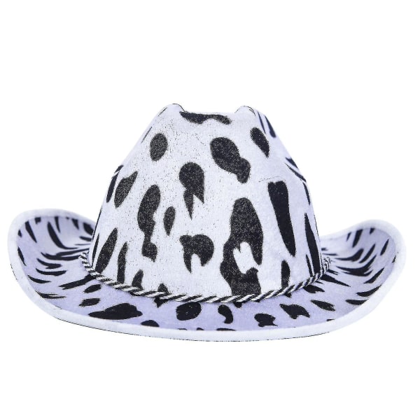 Cowboyhatte Western Cowgirlhat Bandanabriller Unisex cowboyhat Halloween kostume Cosplaykjole Festtilbehør（Kun hat，Sort hvid）