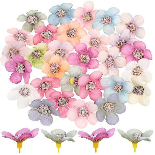 150 st Faux Blomhuvud Konstgjorda Daisy Blommor Små Blomhuvud DIY Material