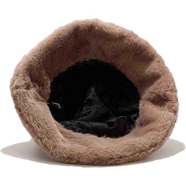 Vinterfårfällhatt, fluffig varm hatt för kvinnor och män, vit