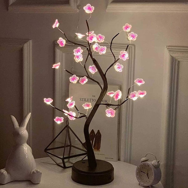 Bordplade Bonsai Træ Lys Med LED Kirsebær Blomster Træ Lampe