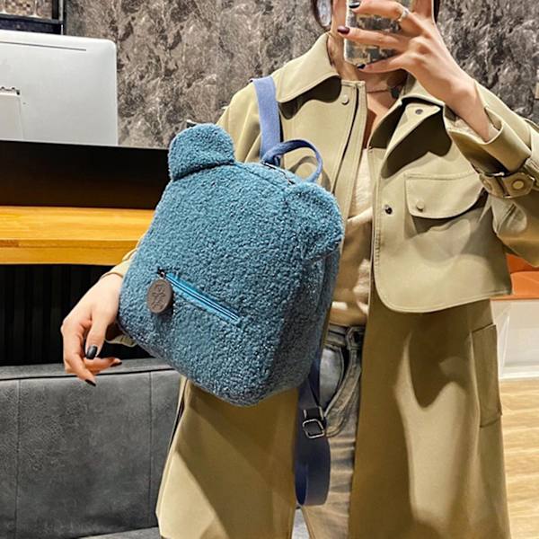 Ryggsäck i björnform, innovativ kashmir, mjuk att ta på, skola (Khaki)