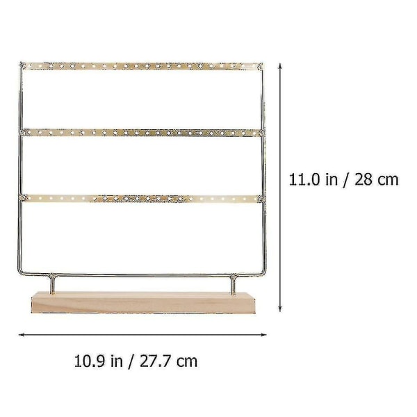 Puinen korvakorujalusta Yksinkertainen 3-kerroksinen koristeellinen korutelineen näyttö (kulta)