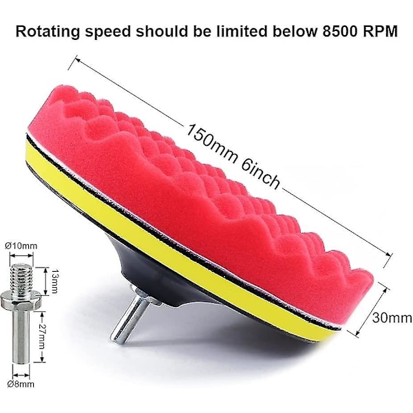 6 tum 150 mm svamp polering polering vaxning pad kit set förening bilpolerare + M14 borr adapter kit