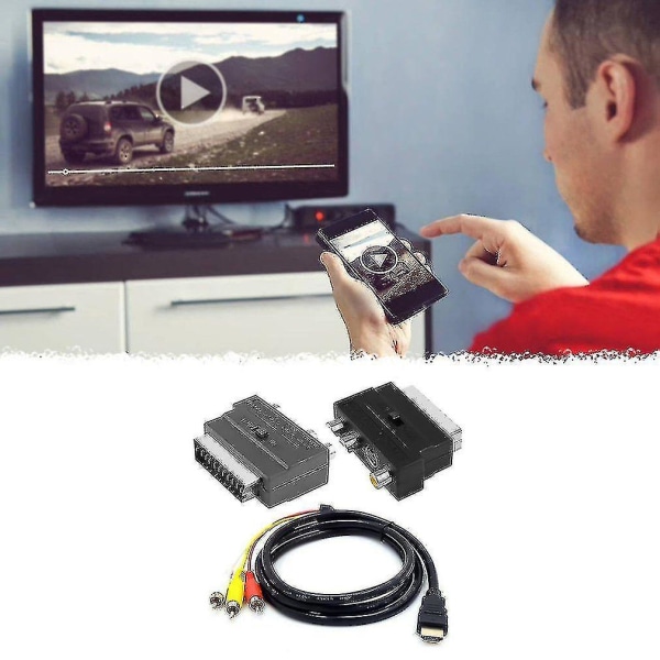 HDMI til 3rca Scart to-i-ett HDMI-adapterkabel Av lydkabel 3 Rca phono-adapter