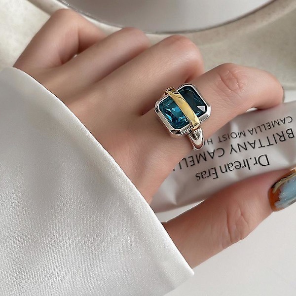 Kvadratisk simulerad diamantring linje Ring set