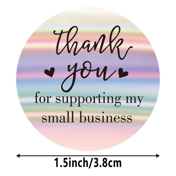GHYT 500 stycken Tack för att du stöder mina småföretagsklistermärken Rullklistermärken Självhäftande holografiska klistermärken Rainbow Stickers for Business Online R