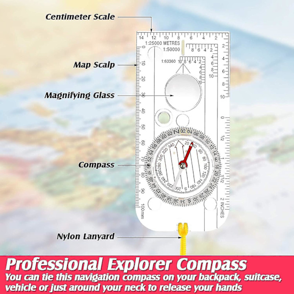 Navigationskompass Pojkspårare Kompass Orientering Kompass Lätt Vandringskompass Med Justerbar Deklination För Expedition Läsning Kartorientering