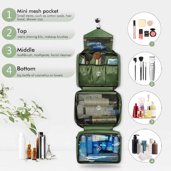Stor necessär för män och kvinnor - smink resväska - grön
