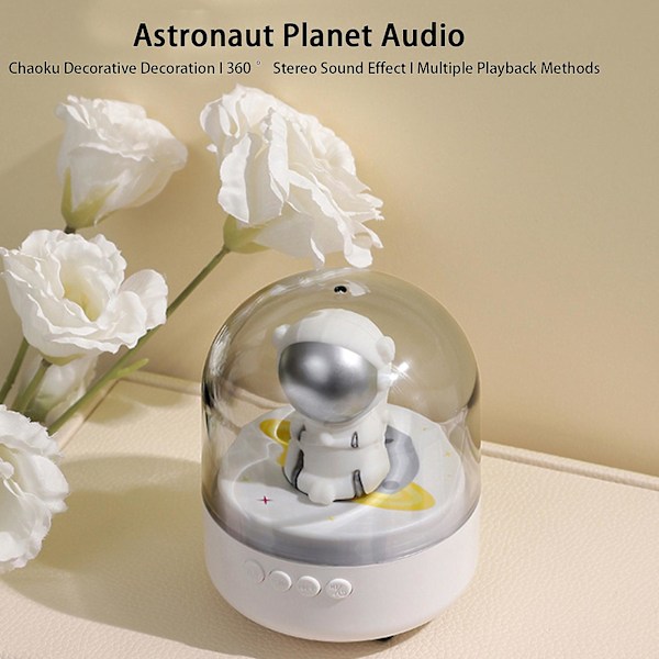 Kreativa Bluetooth-högtalare, rymdmodul, astronaut, trådlöst ljud, skrivbordsdekoration med omgivande ljud, lång batteritid