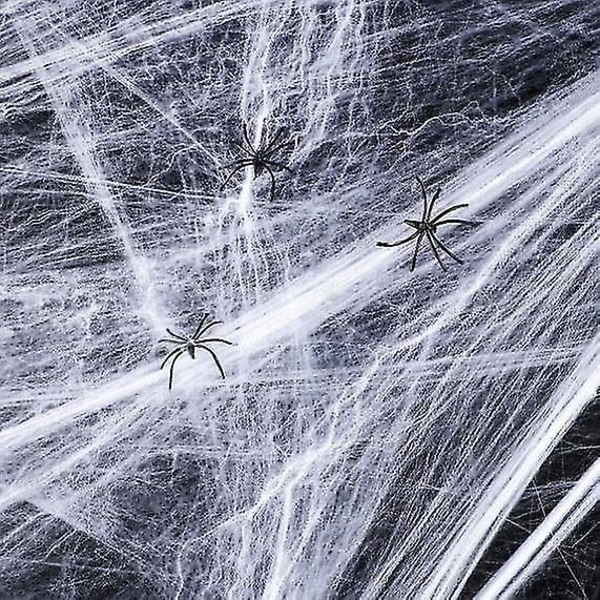 Spindelnät dekoration Sträckbar spindel spindelnät Halloween dekoration dekoration med 20st spindlar