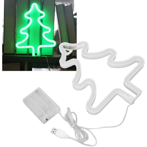 Juletrær Neon Skilt, Juletrær Nattlys, Batteri USB-drevet Neon Nattlys, Xmas Ferie Veggdekorative Lys for Soverom Barnerom