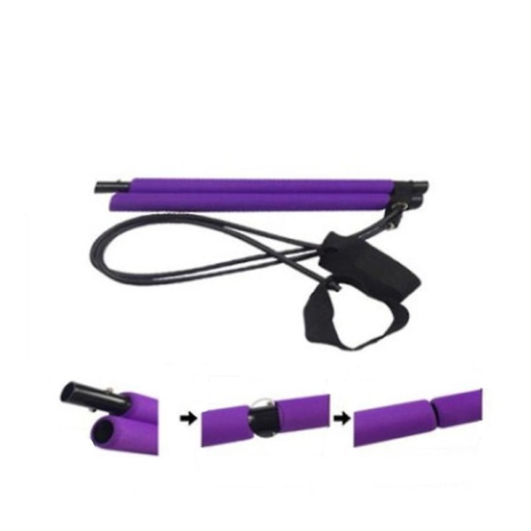 Yoga Pull Rope Treningsutstyr Pilates Bar Hjem Elastisk Bar Muskelavspenningsrally（lilla）