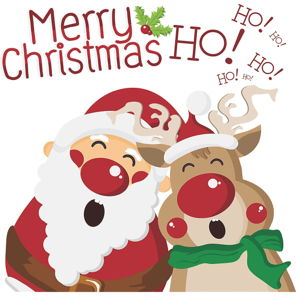 Merry Christmas Veggdekor Julenissen Veggklistremerker Dekorasjoner,krans Nisse Snømann Reinsdyr Veggmaleri Fjernbar