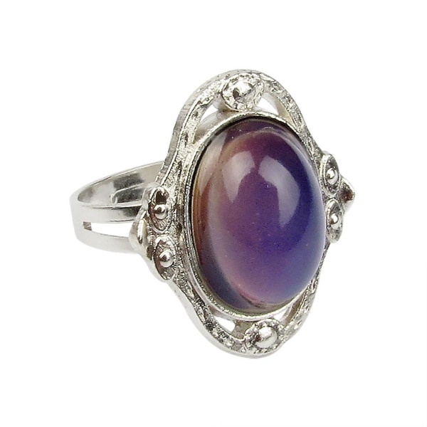 Handgjorda ringar 9-delad set termochromisk ädelstensring, justerbar genom att öppna oroa ring för julklapp ring (a)