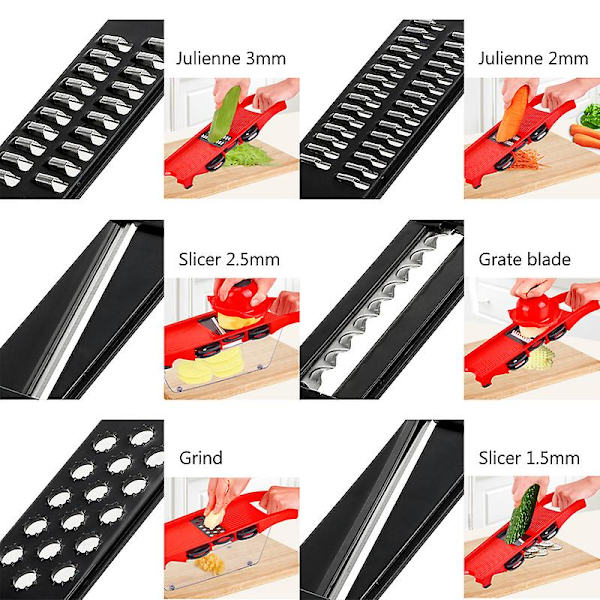 Fruktkniv Köksredskap Köksgadget Grönsaksskärare Mandolinskärare Rivjärn 6 Blad Skärare Matlagningsverktyg Set