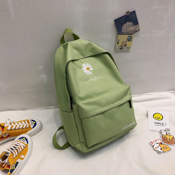 Den nya lilla prästkrage kanvasväskan ung mellanstadie student ryggsäck grön
