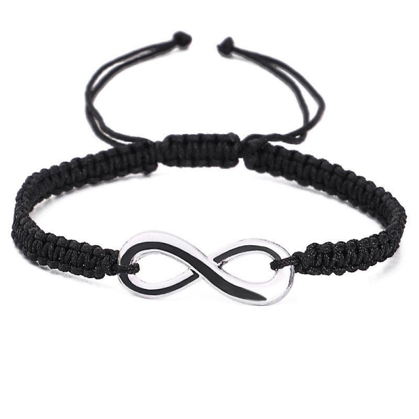 WABJTAM2 PCS Dame Sølv Infinity Armbånd med Zirconia, Personlig Håndlavet Flettet Tekstilreb Armbånd, Smykker Venskab Uendelig Kærlighed Gif