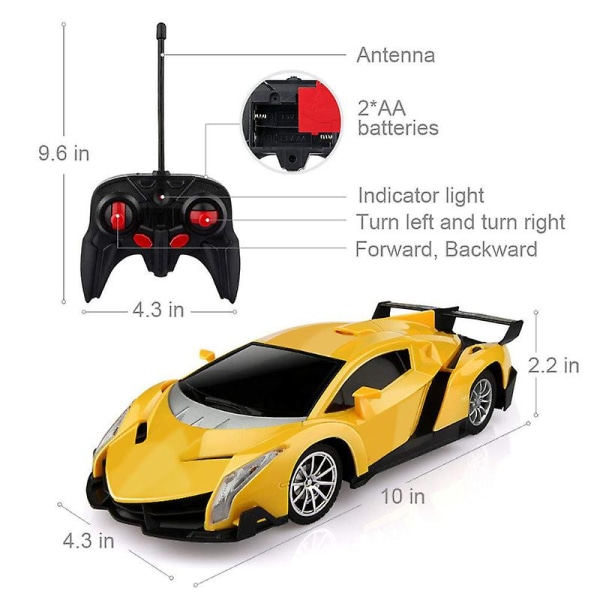 Børnefjernbetjening til drengelegetøjsbil Light Drift Racing Pædagogisk legetøjsfjernbetjening（gul）