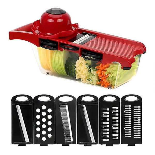 Multifunktionell grönsaksskärare Mandolin Slicer 6 blad Rivjärn Potatisskalare Köksredskap