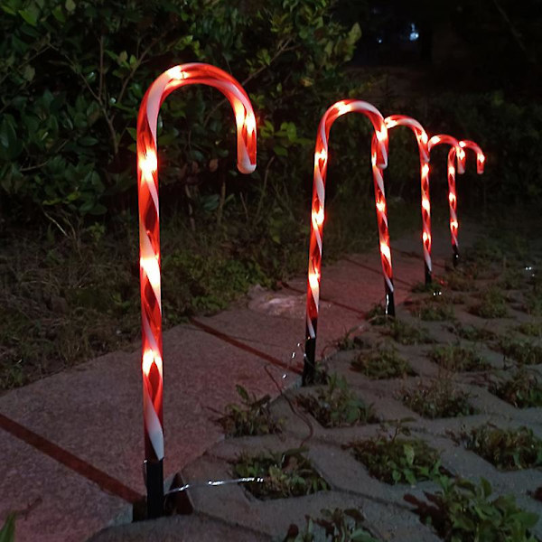 Julgransljus, Set om 5 Luminous Utomhus Juldekoration, Julgransljus Godispinnar, Solcellslampa, Led Trädgårdslampor I Cand