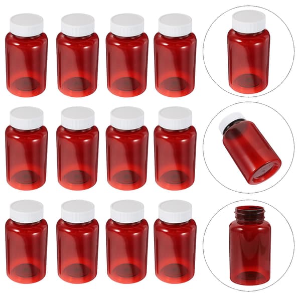 12 st tomma medicinbehållare plast pillerflaskor tomma pillerförvaringsflaskor med lock