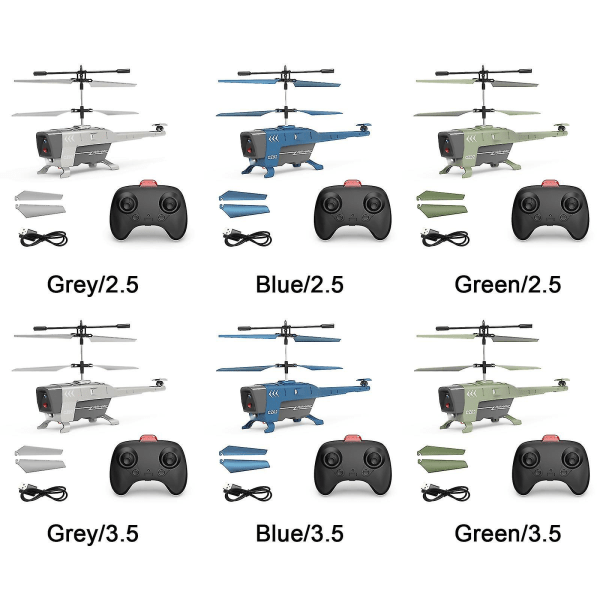 Rc-helikopteri 3,5-kanavainen 2,4 g kauko-ohjain esteiden välttämiseksi lentokoneen lentävät lelut lapsille Lahja (multi valinnaisia) (harmaa)