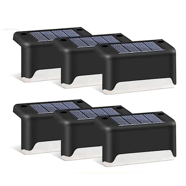 6 Pakke Solcelle Dekklys, Solcelle Dekk LED-lys for Utendørs, Vanntett Solcelle LED-lys for Dekk, Trinn, Rekkverk, Vegg, Terrasse, Hage, Trappe, Gård og
