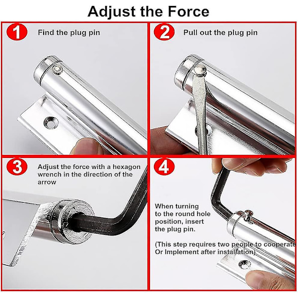 Fjäderstängare Dörrstängare i aluminiumlegering Justerbar hushållsdörrstängare Ytmonterad Självstängande enhet 40 kg (1 styck)