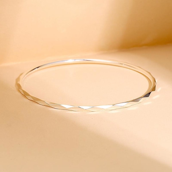 925 Sterling Silver Bangle Armband Stapelbara Armband för Kvinnor/Flickor