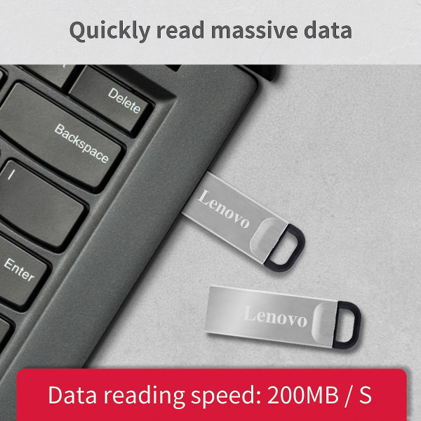 Lenovo 1TB/2TB Flash Drive vedenpitävä Plug and Play Mini Data Safety USB levy PC:lle