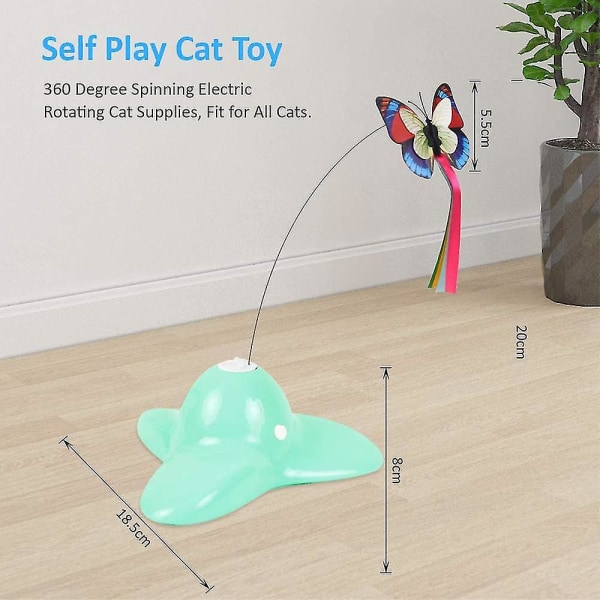 Katteleker, interaktive katteleker for innekatter, sommerfuglkatteleke（grønn）