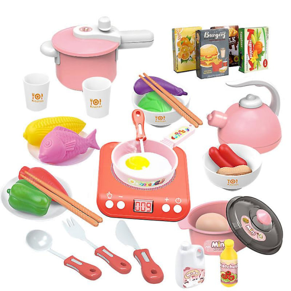 Simulering Miniature køkkenlegetøjssæt, børnekøkken Foregive legetøj Foregive spil 1 stk (Pink)