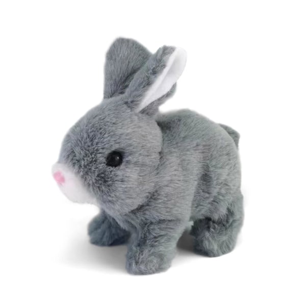 Pædagogisk interaktivt kaninlegetøj Kaniner kan gå og tale, påskeplys udstoppet kaninlegetøj-n（grå）