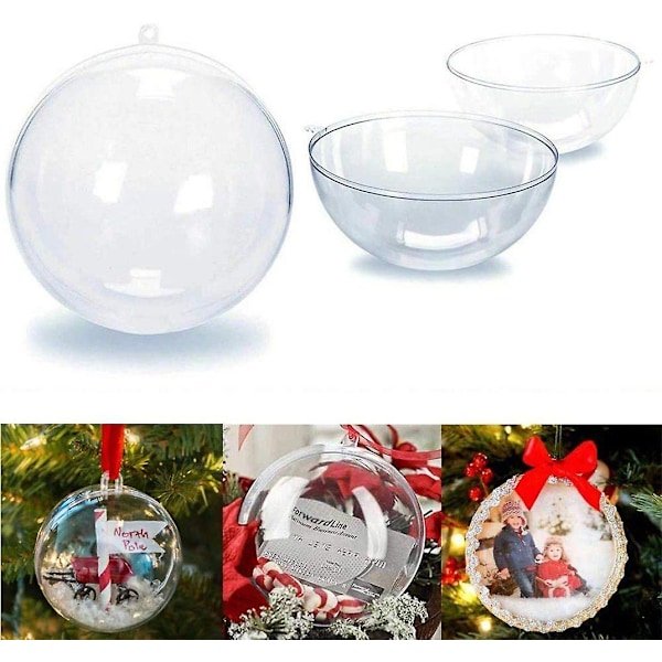20 stycken akryl-prydnadskulor, DIY-prydnadskulor, transparenta plastjulkulor, 3,15 tum/80 mm, för semester, bröllop, fest, heminredning