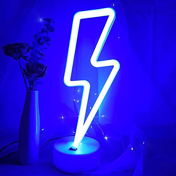 Blixt neon skyltlampa med bas sovrum LED-belysning (blå)