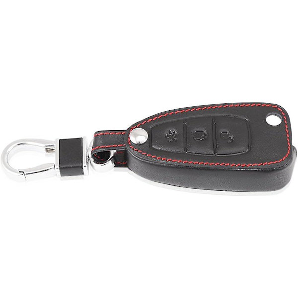 Läder Bilnyckel Fob Nyckelskydd Fodral Nyckelring För Ford Focus 3 Mk3 Mk4 Kuga Edge Mondeo Titanium 3 Knappar (svart)
