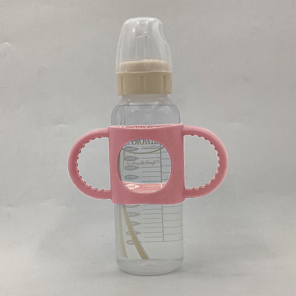 Pullonkahvat, baby DR Brown 8 unssin kapeille pulloille ja leveäkaulaisille pulloille, luonnollinen elintarvikelaatuinen silikoni (vaaleanpunainen)