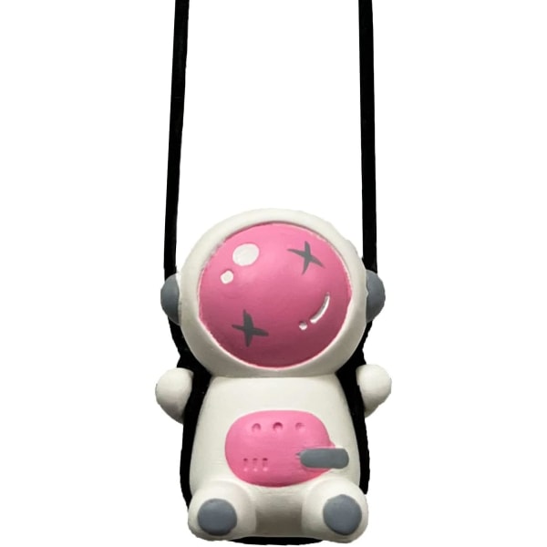 WABJTAM Swing Astronaut Car Ornament Søt Swing Cartoon Car Interiørtilbehør (rosa)