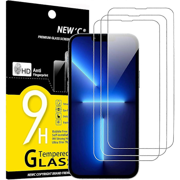 [3-pack] Skärmskydd i härdat glas, utformat för iPhone 13 Mini (5,4 tum), kompatibel med skal, ultraresistent