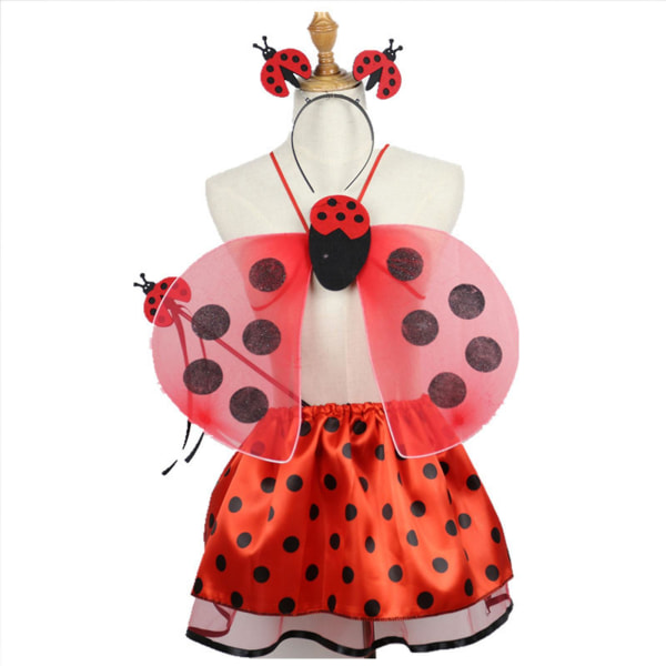 Ladybug Wings pandebånd tryllestav kostume sæt med 4 til fødselsdag Halloween fest kostume