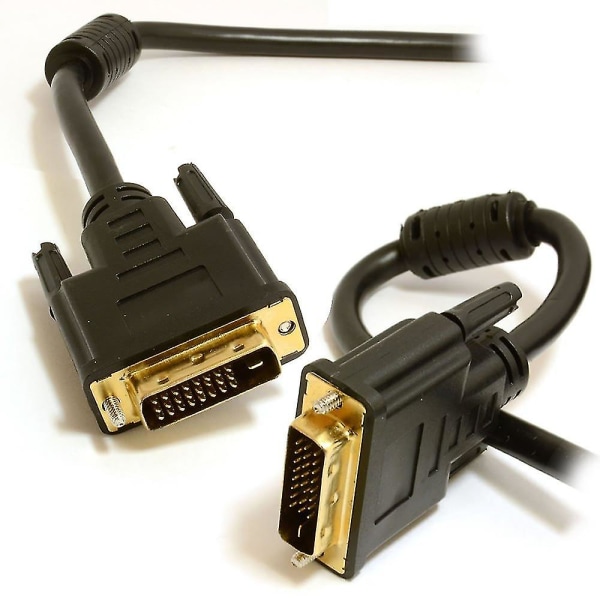 Dvi-d Dual Link 24+1 pinner med ferrittkjerner hann-til-hann-kabel gull