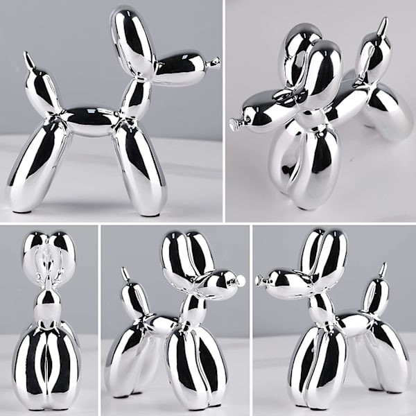 Blank Ballong Hund Staty Staty Konstfigurer Resin Djurskulptur Hantverk Heminredning