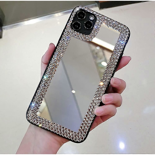 iPhone 11 Skal 3D Glitter Sparkle Bling Spegel Lyxig Glansig Kristall Rhinestone Diamant Bumper Transparent Skyddande Skal Cover för Kvinnor för iPhon